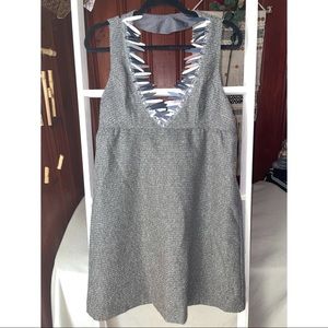 Anna Sui Grey Wool Sleeveless Dress with Sequins